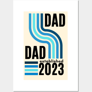 dad establised 2023 new dad, dad to be  gender reveal baby shower boy blue Posters and Art